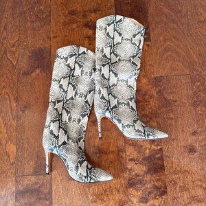 Schutz Maryana knee high snake skin black white boot 37